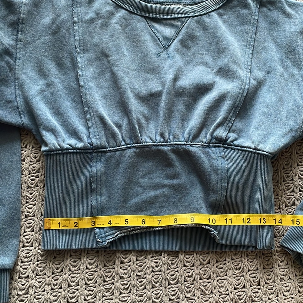 We The Free Blue Cropped Crewneck Sweater - Picture 7 of 7